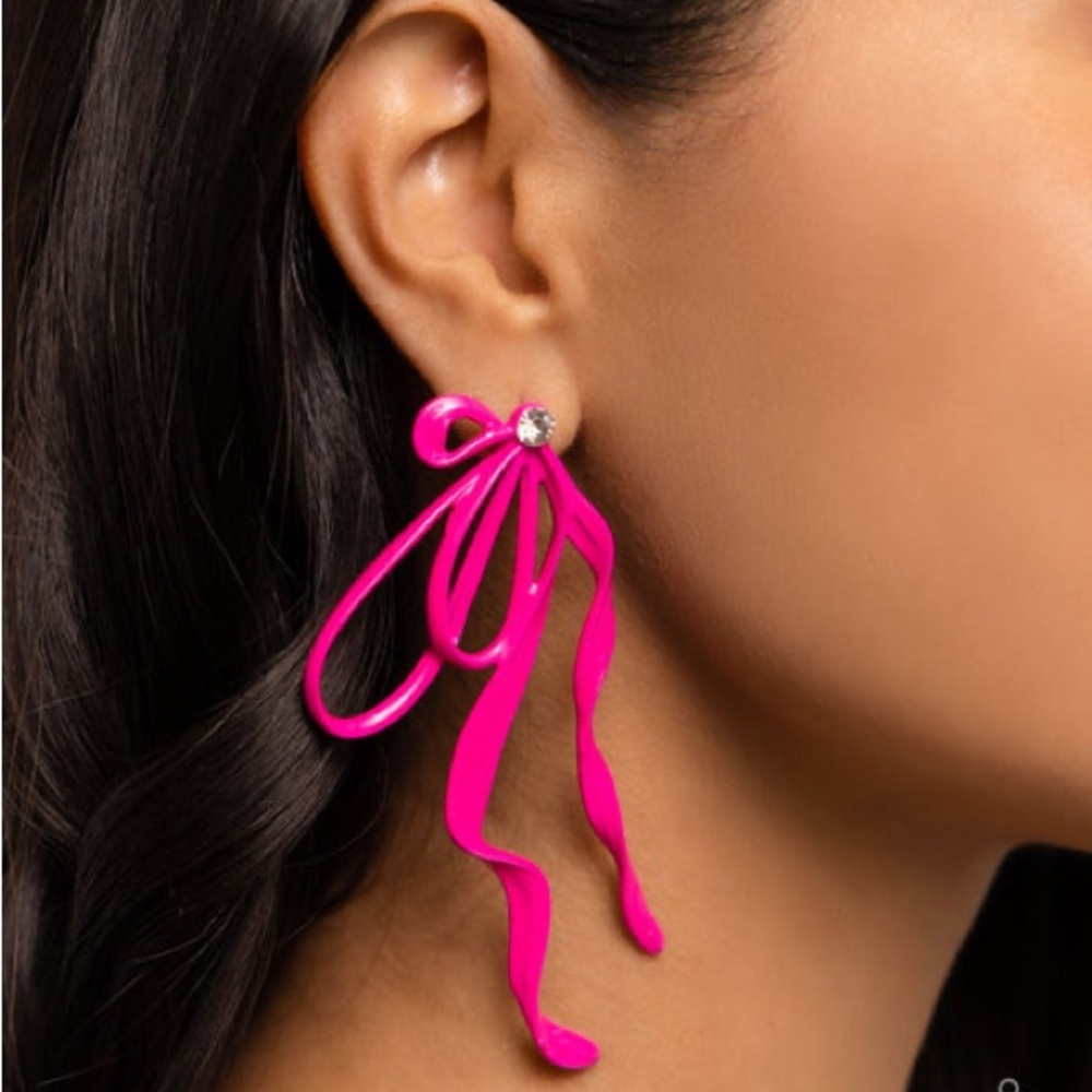 NWT Pink Ribbon Drop Earrings